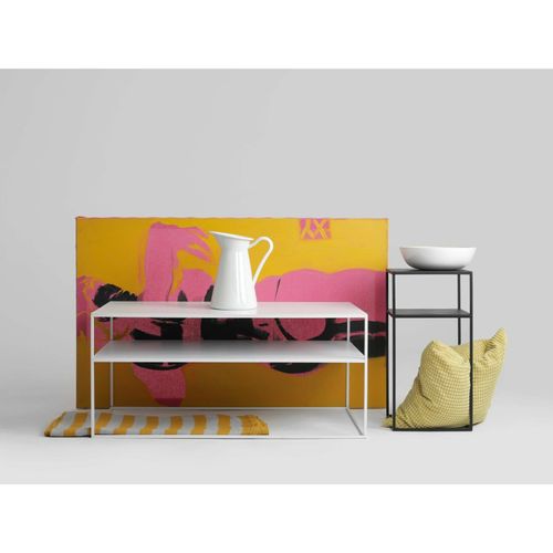 Table Basse Métal Blanc 100x60x45cm