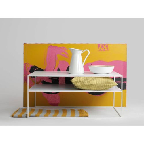 Table Basse Métal Blanc 100x60x45cm
