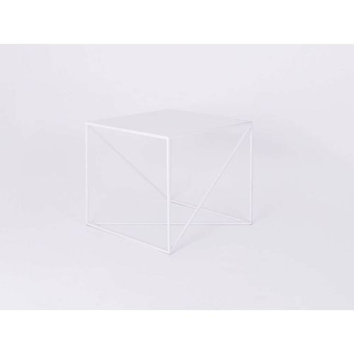 Table D’appoint Carré En Métal Blanc
