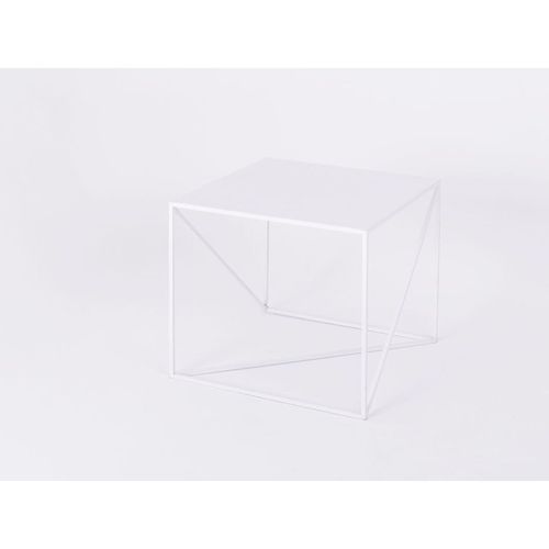 Table D’appoint Carré En Métal Blanc