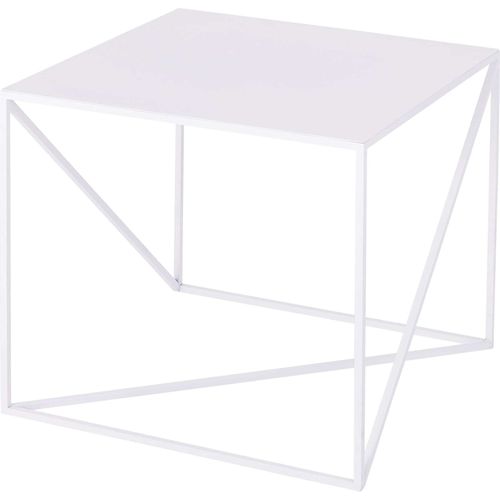 Table D’appoint Carré En Métal Blanc