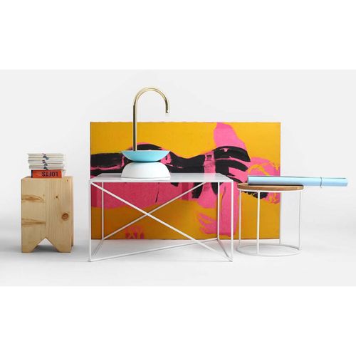 Table Basse Métal Blanc 100x100x45cm