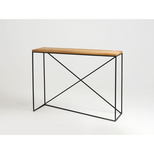 Console En Bois Massif Clair Et Métal Noir L100cm