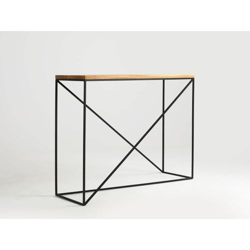 Console En Bois Massif Clair Et Métal Noir L100cm