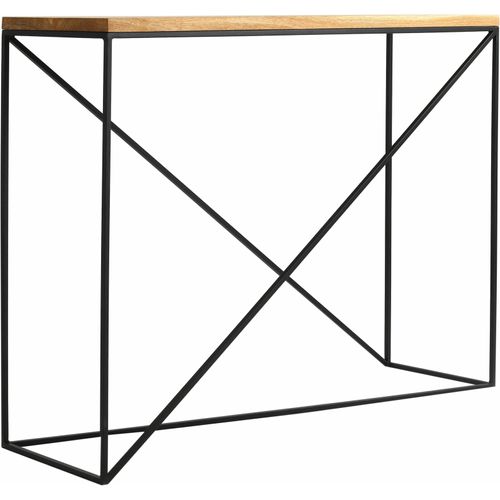 Console En Bois Massif Clair Et Métal Noir L100cm