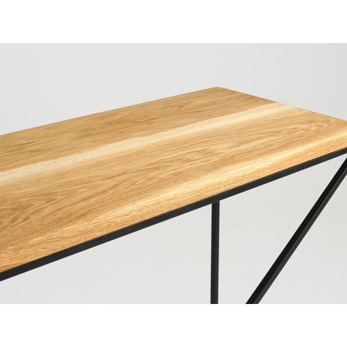 Console En Bois Massif Clair Et Métal Noir L100cm