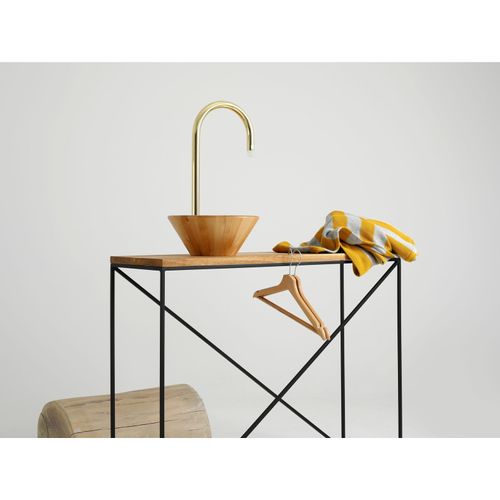 Console En Bois Massif Clair Et Métal Noir L100cm