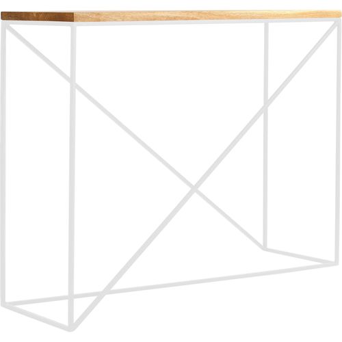 Console En Bois Massif Clair Et Métal Blanc L100cm