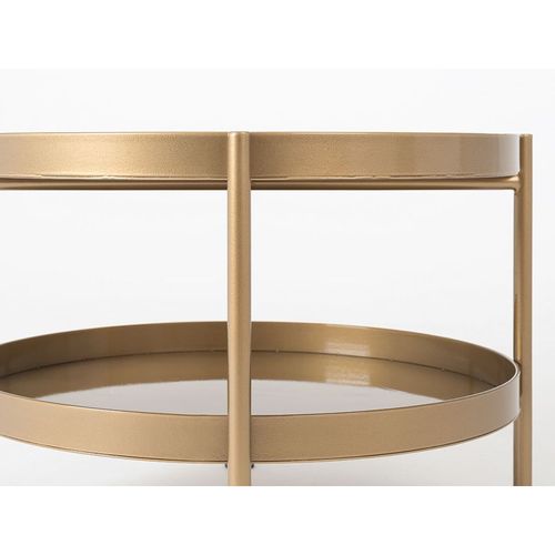 Table D’appoint Ronde 2 Plateaux Doré D40cm