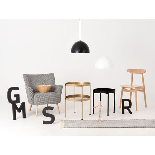 Table D’appoint Ronde 2 Plateaux Doré D40cm