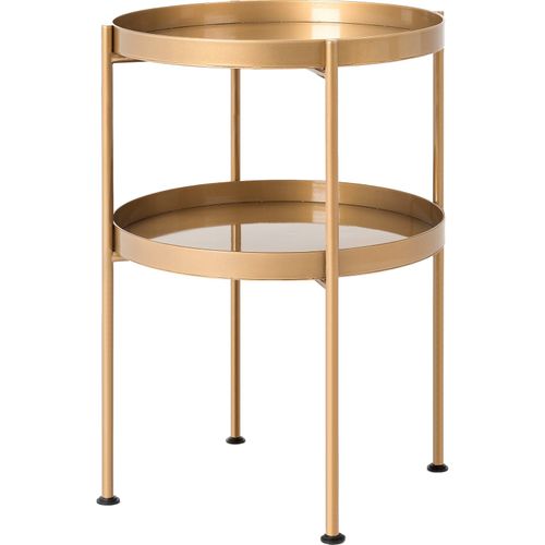 Table D’appoint Ronde 2 Plateaux Doré D40cm