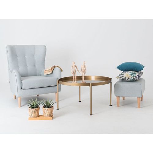Table Basse Acier Or 80x24x45cm