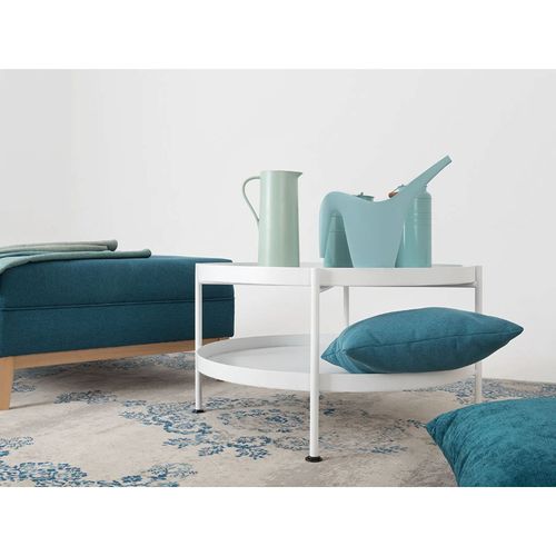 Table Basse Design En Métal Blanc D80cm
