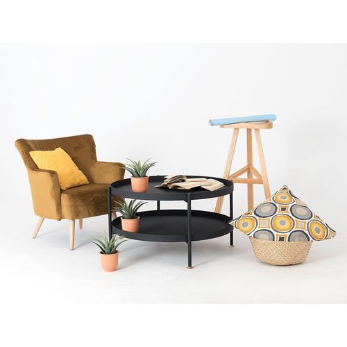 Table Basse Design En Métal Noir D80cm