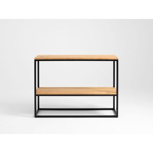 Console 2 Plateaux Chêne Pied Métal Noir L100cm