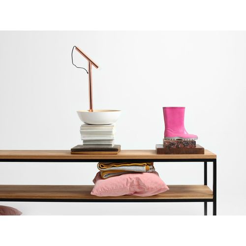 Console Banc 2 Plateaux Chêne Pied Métal Noir L180cm H50cm