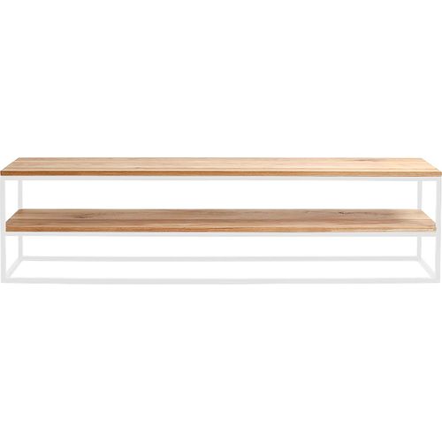 Console Banc 2 Plateaux Chêne Pied Métal Blanc L180cm H50cm