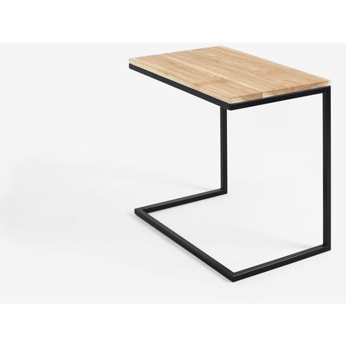 Table Basse Rectangulaire Métal Noir Et Bois Chene Massif