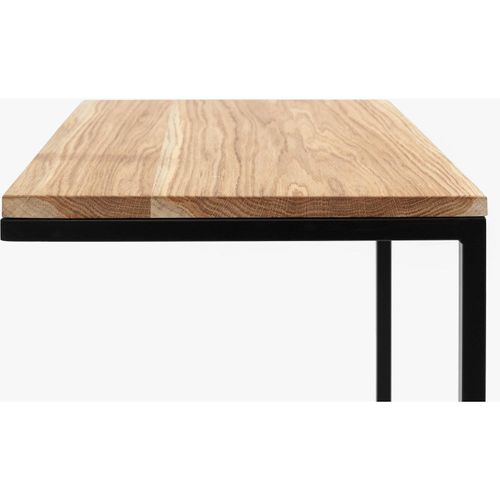 Table Basse Rectangulaire Métal Noir Et Bois Chene Massif