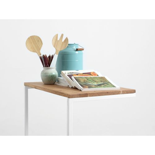 Table Basse Rectangulaire Métal Blanc Et Bois Chene Massif