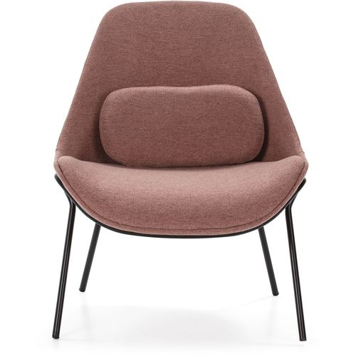 Fauteuil Lounge Métal Noir Et Tissu Rose 73x74x92