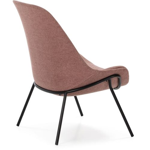 Fauteuil Lounge Métal Noir Et Tissu Rose 73x74x92