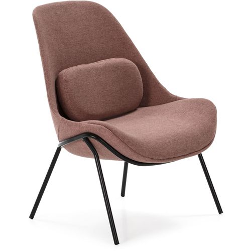 Fauteuil Lounge Métal Noir Et Tissu Rose 73x74x92