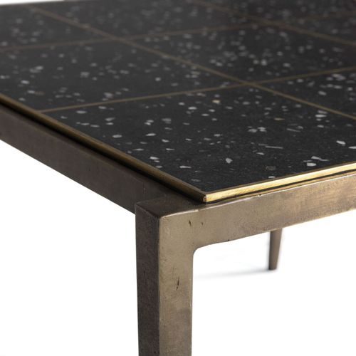 Table à Café Fer Doré Époxi Terrazzo Noir 65x59x41