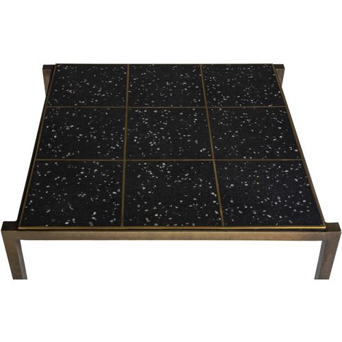 Table à Café Fer Doré Époxi Terrazzo Noir 65x59x41