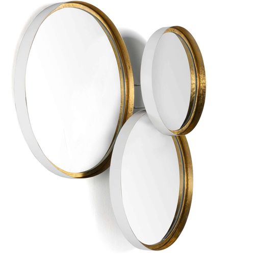 Set/3 Miroir Verre Métal Blanc Doré 80x14x87