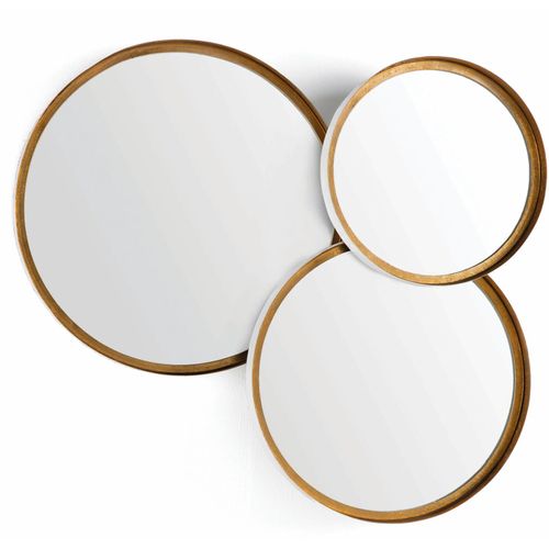 Set/3 Miroir Verre Métal Blanc Doré 80x14x87