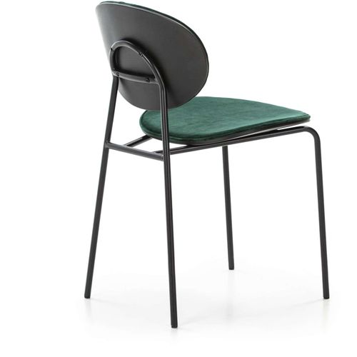 Chaise Métal Velours Noir Vert 42x51x78