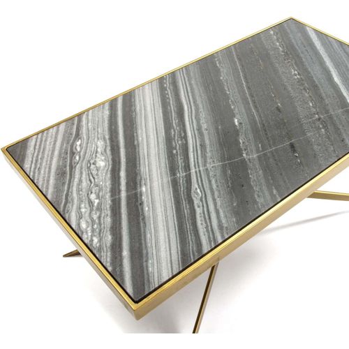 Table à Café Marbre Métal Doré 106x60x47