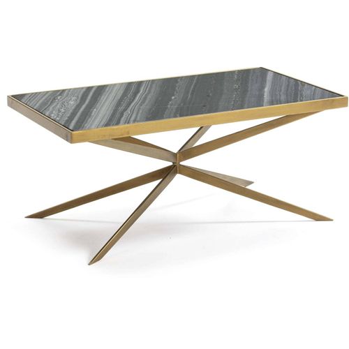 Table à Café Marbre Métal Doré 106x60x47