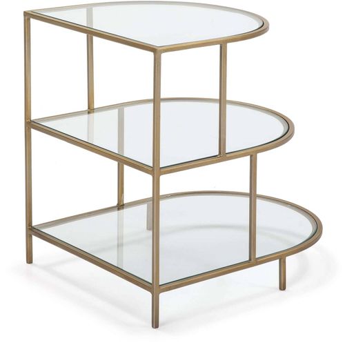 Table D’appoint Verre Métal Doré 50x62x60
