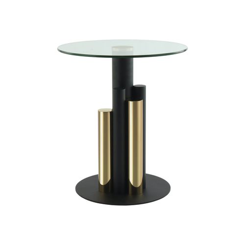 Table D’appoint Ronde En Verre Or Et Clair 46x46x52cm