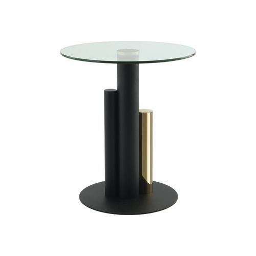 Table D’appoint Ronde En Verre Or Et Clair 46x46x52cm