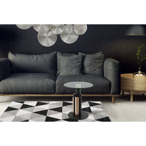 Table D’appoint Ronde En Verre Or Rose Et Clair 46x46x52cm