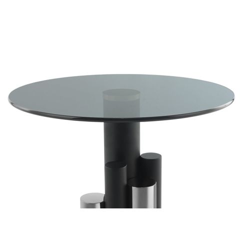 Table D’appoint Ronde En Verre Gris Argent 46x46x52cm