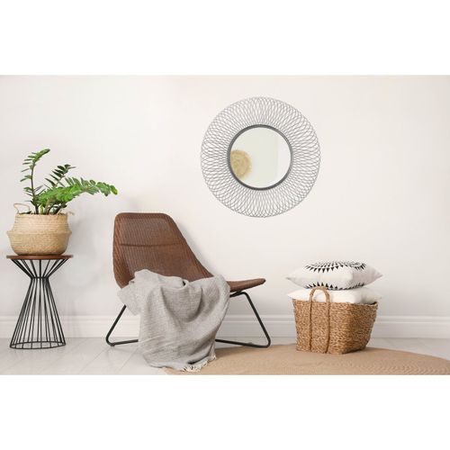 Miroir Mural Rond Argent 75x75x10cm