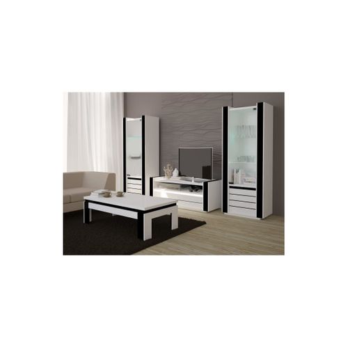 Table Basse Lina Blanche Et Noire Brillante – 125 X 42 X 65 Cm
