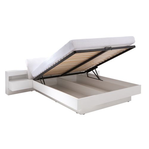 Lit Coffre 160x200 Renato Avec Sommier Coloris Blanc