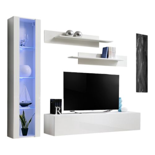 Meuble TV Fly G2 Design, Coloris Blanc Brillant. Meuble Suspendu Moderne Et Tendance Pour Votre Sal
