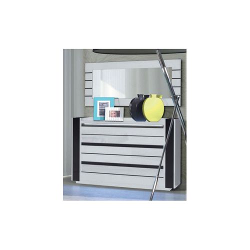 Commode Lina Blanc Et Noir Avec LED – 124 X 87 X 50 Cm