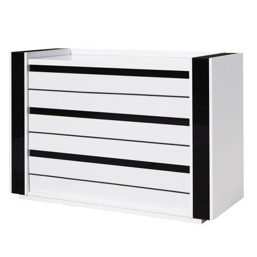 Commode Lina Blanc Et Noir Avec LED – 124 X 87 X 50 Cm