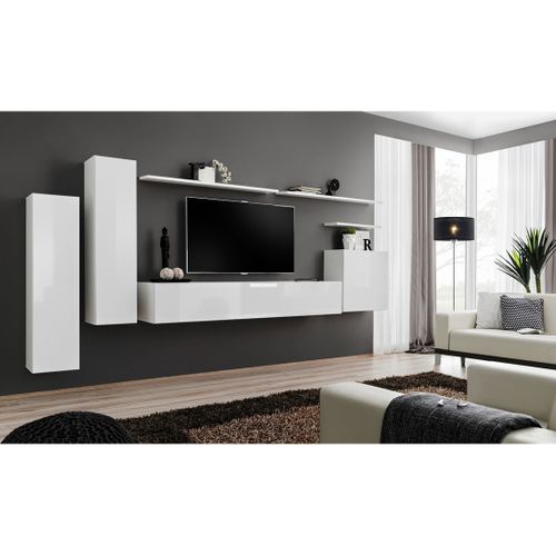 Ensemble De Meubles Salon Collection Switch I Design. Coloris Blanc Brillant.