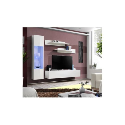 Meuble TV Fly G3 Design, Coloris Blanc Brillant. Meuble Suspendu Moderne Et Tendance Pour Votre Sal