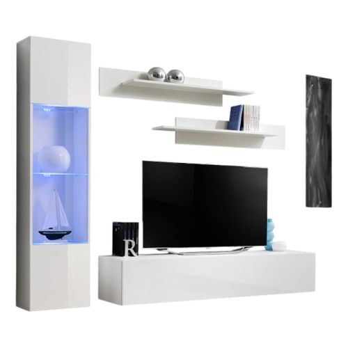 Meuble TV Fly G3 Design, Coloris Blanc Brillant. Meuble Suspendu Moderne Et Tendance Pour Votre Sal