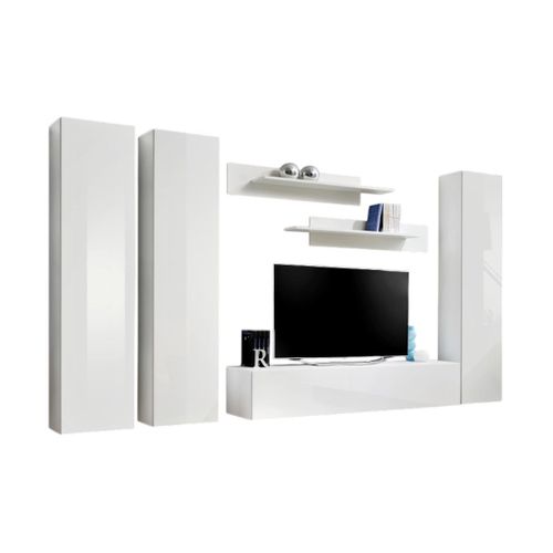Meuble TV Fly C1 Design, Coloris Blanc Brillant. Meuble Suspendu Moderne Et Tendance Pour Votre Sal