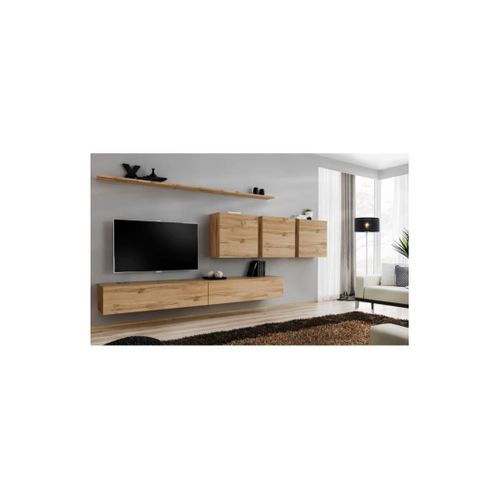 Ensemble Meuble Salon Switch Vii Design, Coloris Chêne Wotan.